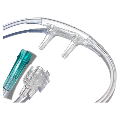 Nasal CO₂ Cannula with O₂ Delivery, Male Luer Lock Connection, Adult  7' - Pack of 20